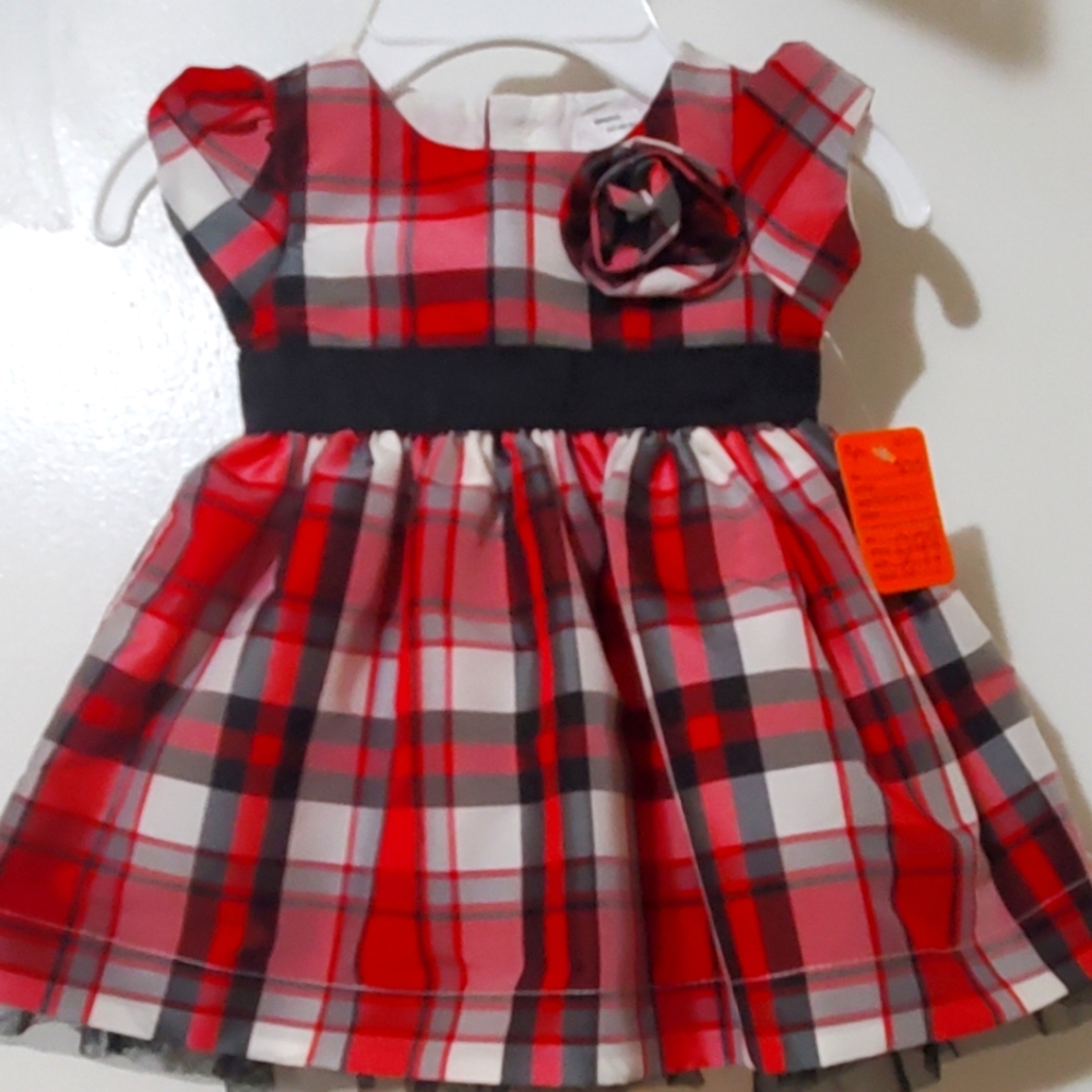 Red/black ruffled sleeveless kids dress